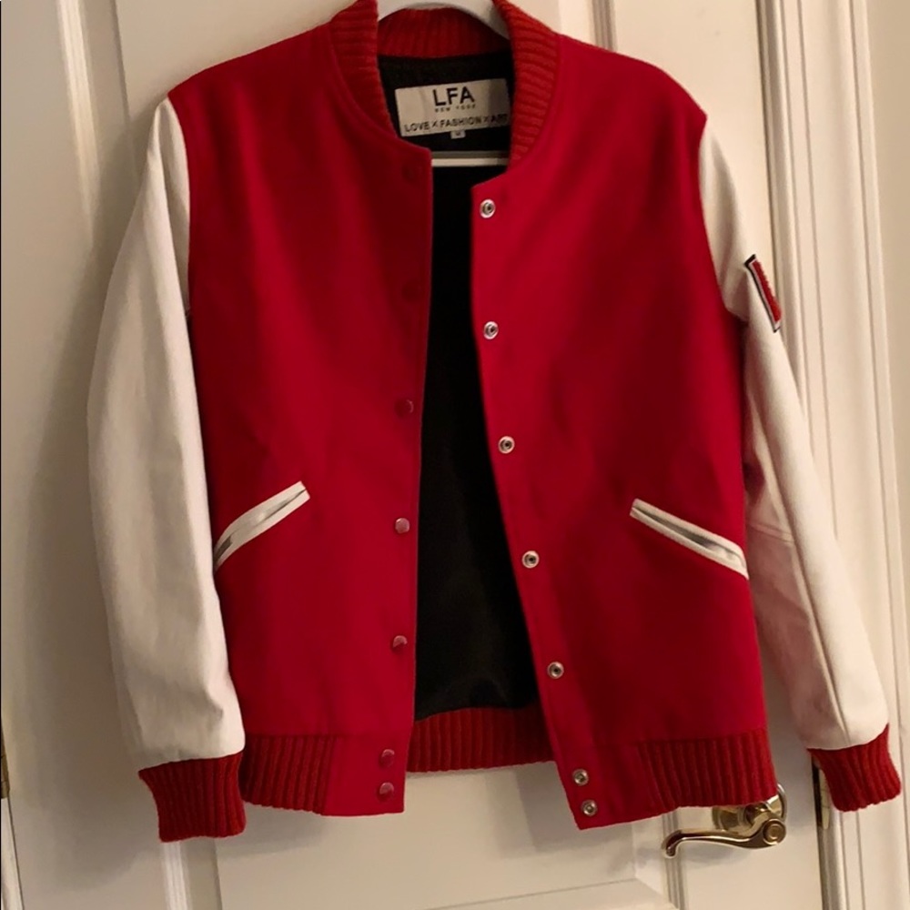 LFA Panda “I Love You” Red & White Varsity Jacket